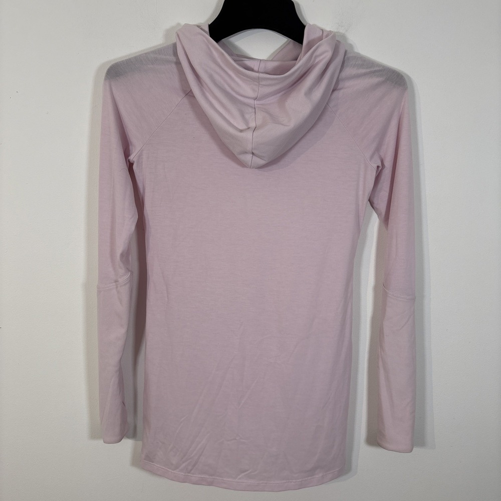 Athleta Essence Hooded Cowl Neck Tunic Top Pink XXS Long Sleeve Athletic Run - Picture 7 of 10
